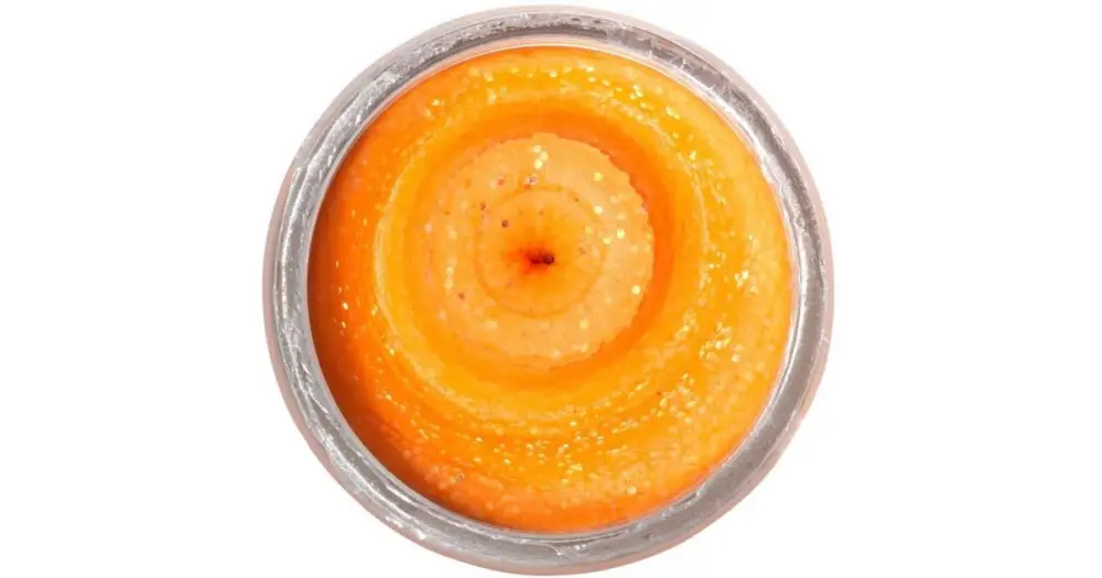 Cenová Bomba Berkley Těsto Na Pstruhy Natural Glitter Troutbait Česnek - Třpytivá Fluo Oranžová