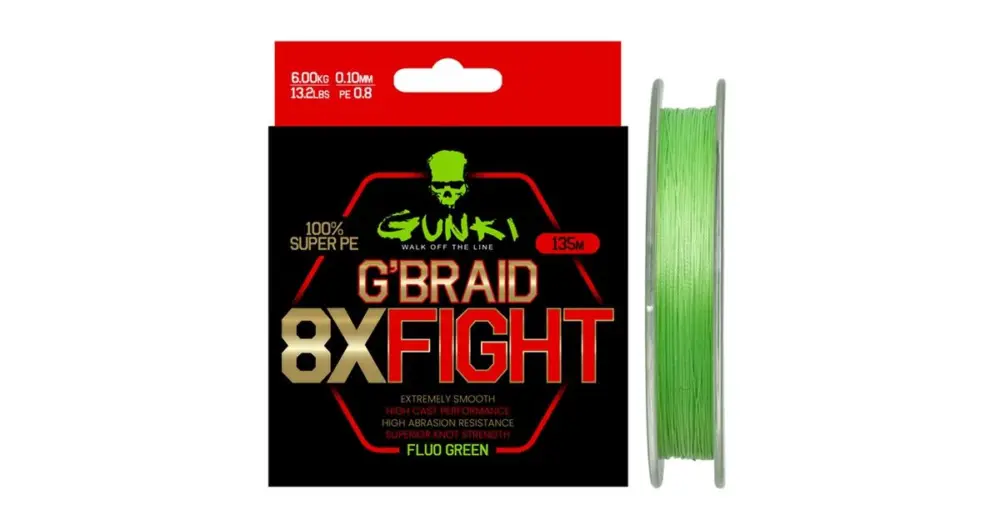 Cenově Výhodný Gunki Splétaná Šňůra G Braid 8X Fighting Pe1,5 135 m - 0,17 mm 11 kg