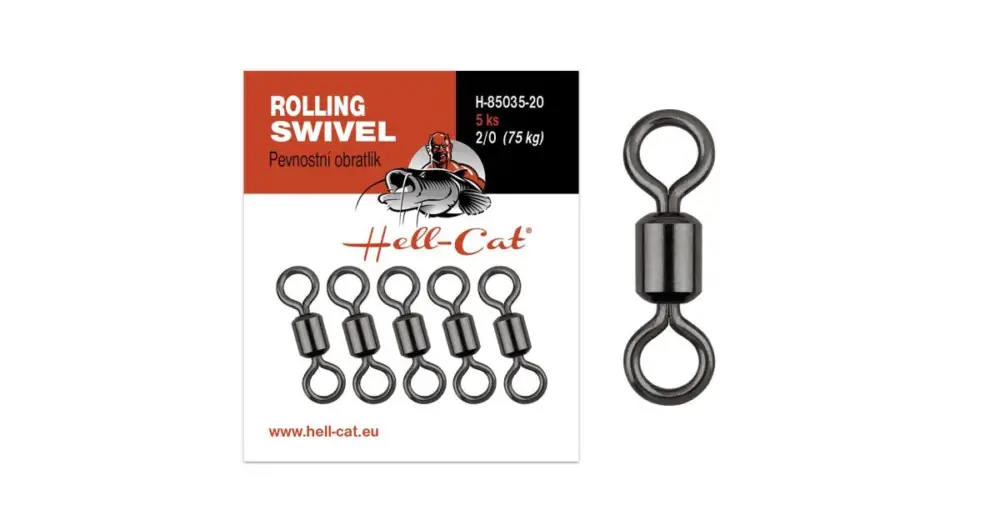 Nízká Cena Hell-Cat Obratlík Pevnostní Power Rolling Swivel 5 ks - Velikost 1/0 Nosnost 60 kg