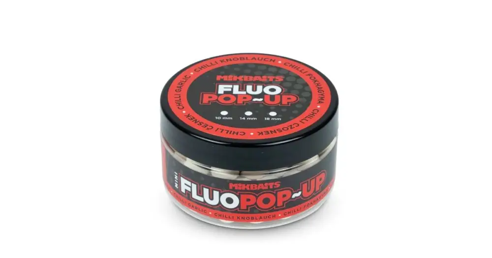 Mikbaits Mini Plovoucí Boilie Fluo 100 ml 10 mm - Chilli Česnek Sezónní Sleva