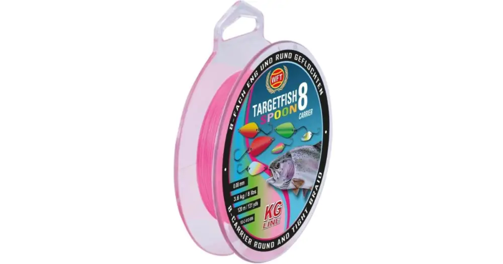 WFT Splétaná Šňůra Targetfish 8 Spoon Pink 120 m - 0,06 mm 3,6 kg Pouze Dnes