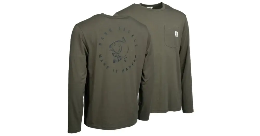Hit Sezóny Nash Triko Make It Happen Carp Logo Long Sleeve T-Shirt Green - M