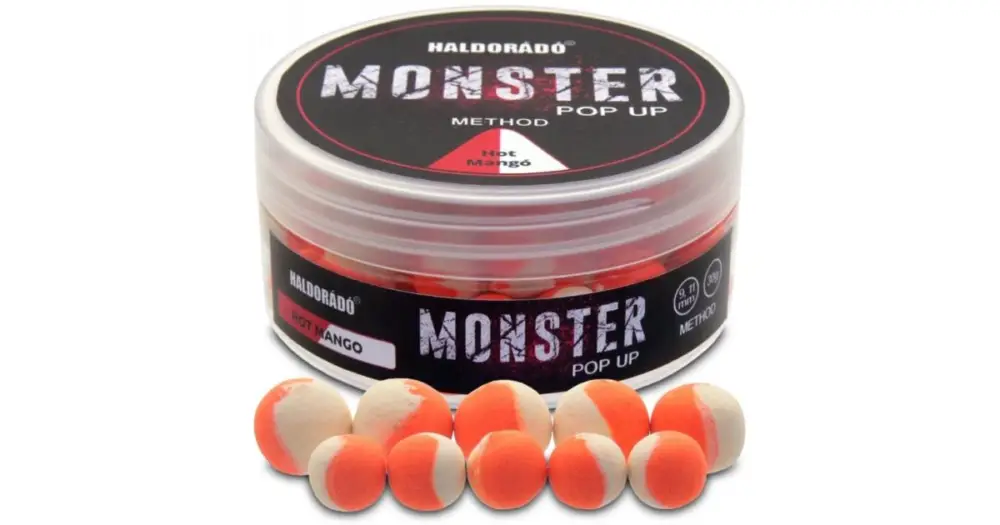 Autentický Haldorádó Plovoucí Boilie Pop-Up Method Monster 30 g 9+11 mm - Hot Mango