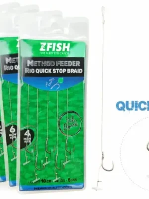 Akční Cena Zfish Návazec Method Feeder Rig Quick Stop Braid 10 cm 5 ks - Velikost Háčku 4