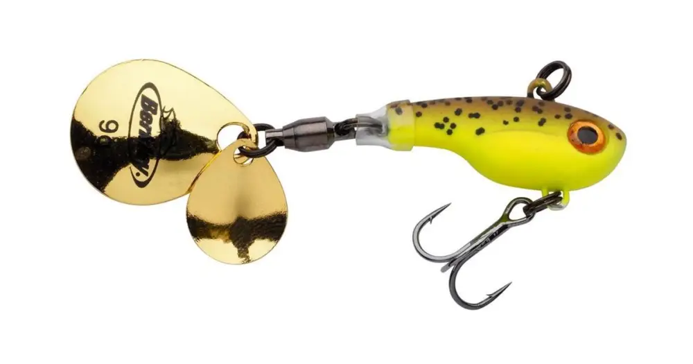 Zlevněný Berkley Nástraha Pulse Spintail Brown Chartreuse - 7,5 cm 21 g