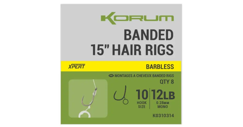Hit Sezóny Korum Návazec Banded Hair Rigs Barbless 8 ks Délka 15"
