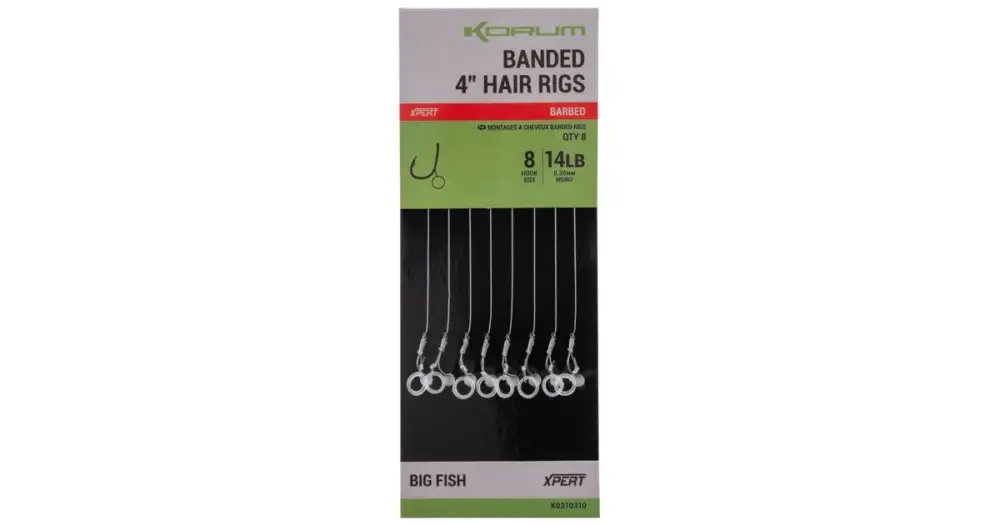 Poslední Šance Korum Návazec Banded Hair Rigs Barbed 8 ks Délka 4" - Velikost Háčku 12