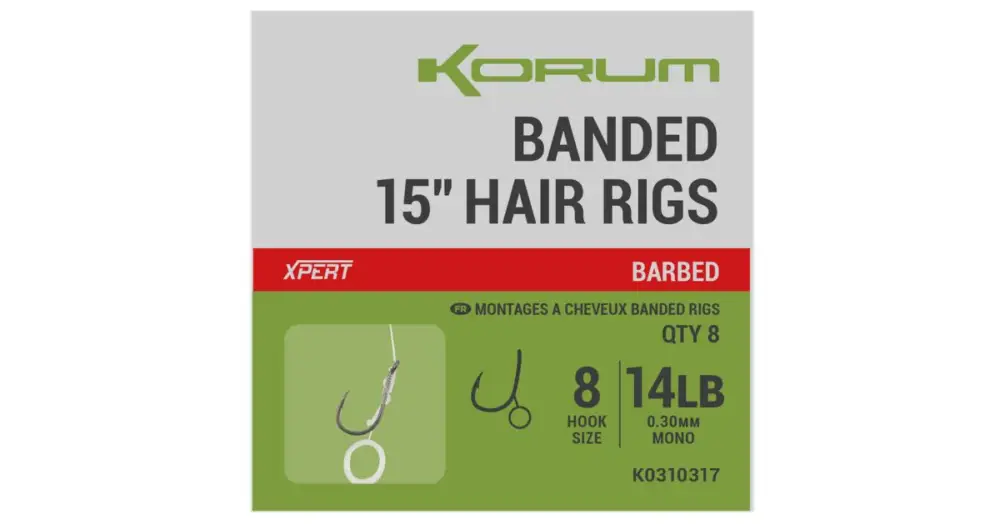 Odeslání Ihned Korum Návazec Banded Hair Rigs Barbed 8 ks Délka 15" - Velikost Háčku 14