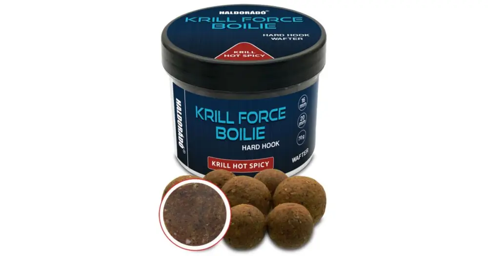Přímo Od Výrobce Haldorádó Tvrzené Boilie Krill Force Hard Hook Boilies Wafters 70 g 16/20 mm - Hot Spicy