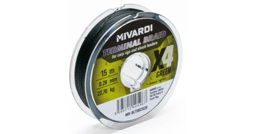 Mivardi Pletená Šňůra Terminal X4 Braid Green 15 m - 0,20 mm 17,25 kg Objednat Nyní