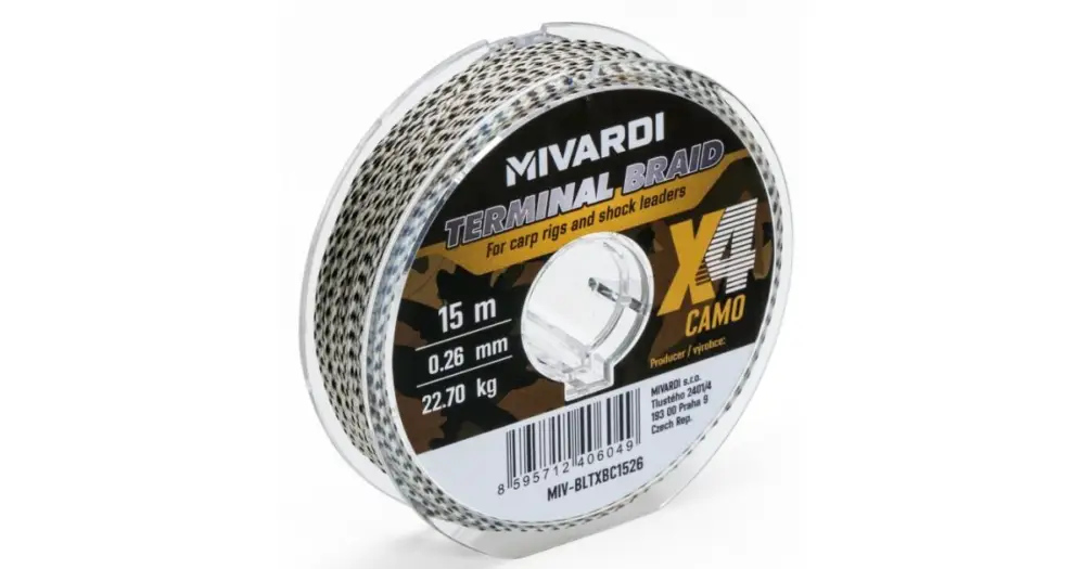 Mivardi Pletená Šňůra Terminal X4 Braid Camo 15 m - 0,12 mm 8,95 kg Vysoce Kvalitní