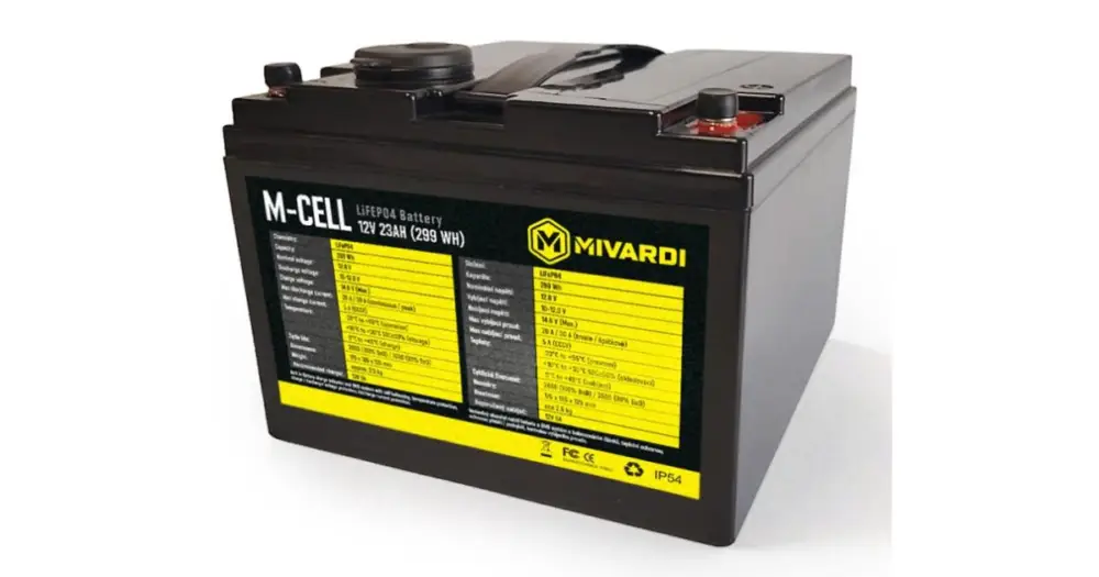 Mivardi Baterie M-Cell LiFePO4 12V 23Ah + 5A Nabíječka Rychlé Dodání