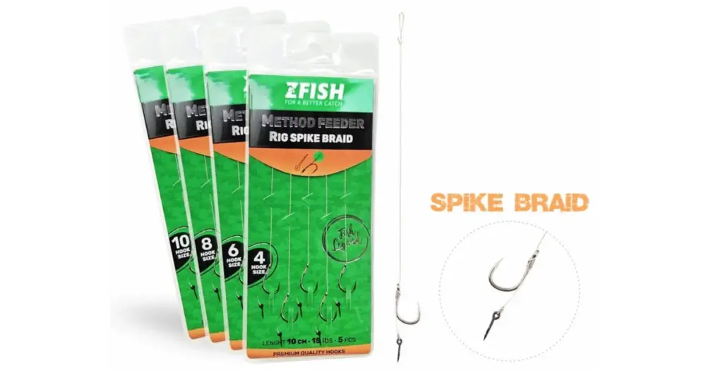 Akční Cena Zfish Návazec Method Feeder Rig Spike Braid 10 cm 5 ks - Velikost Háčku 12