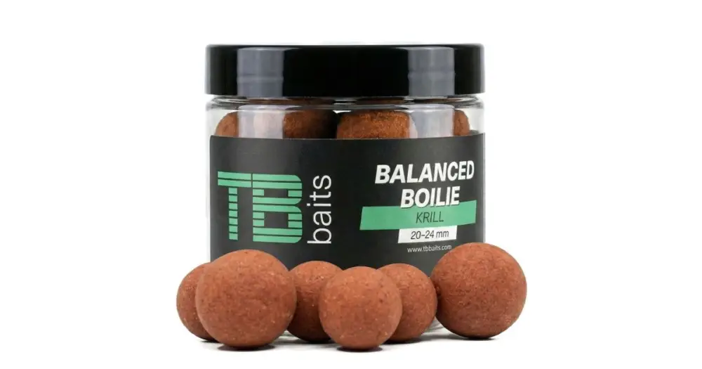 Výhodná Nabídka TB Baits Vyvážené Boilie Balanced + Atraktor Krill 100 g 20-24 mm