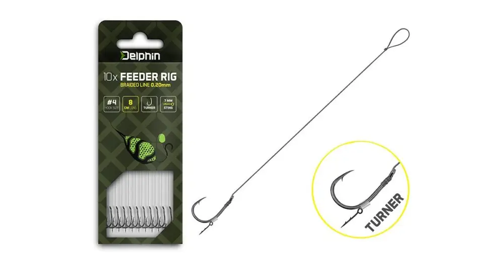 Víkendová Akce Delphin Návazec Feederový Braided Sting Turner 10 ks - Délka 12 cm Průměr 0,20 mm Háček #6