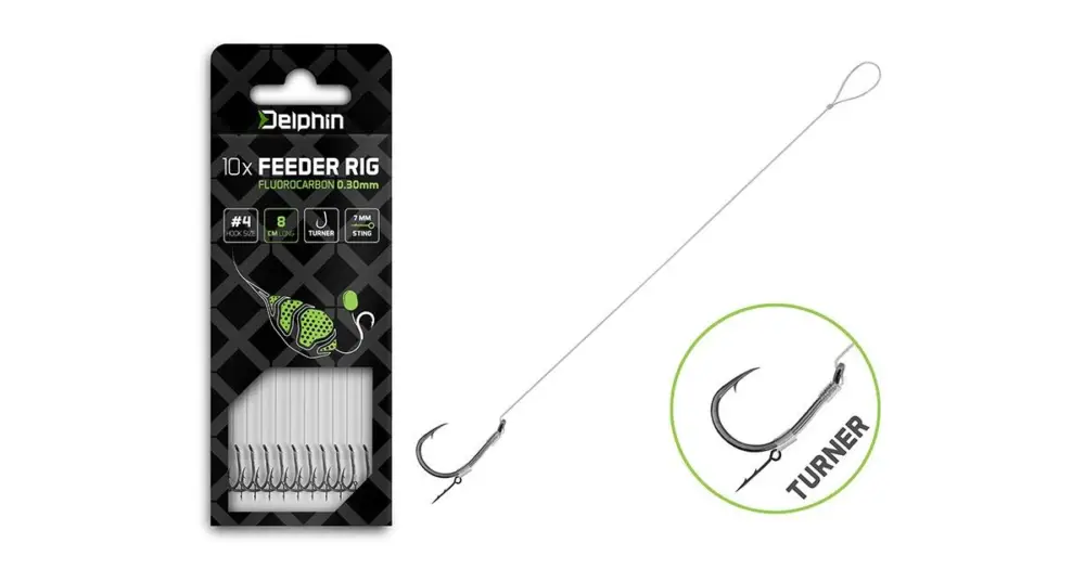 Přímo Od Výrobce Delphin Návazec Feederový Fluoro Sting Turner 10 ks - Délka 12 cm Průměr 0,26 mm Háček #6