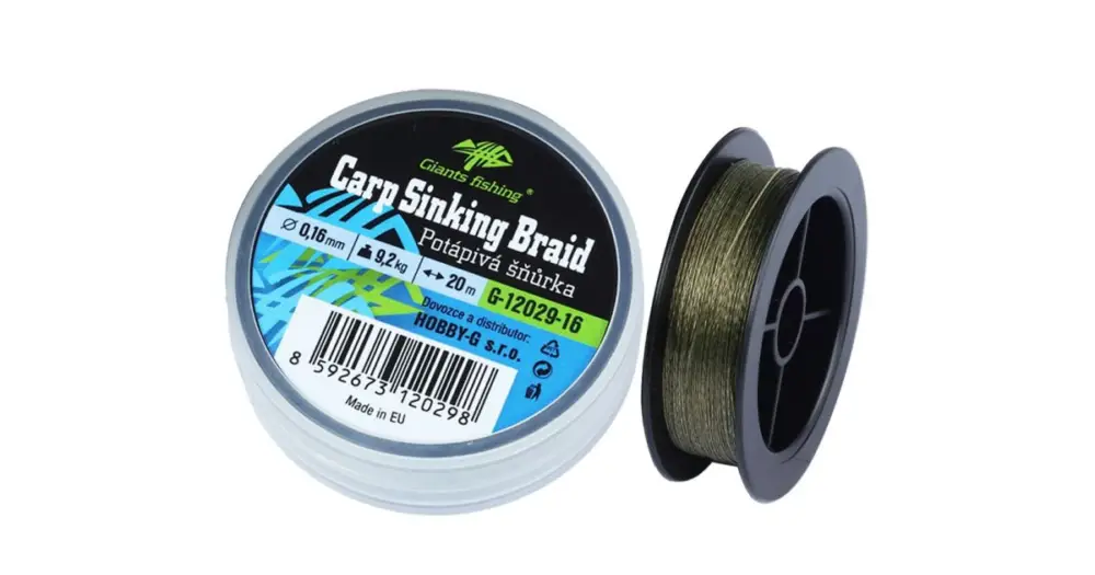 Hit Sezóny Giants Fishing Potápivá Splétaná Šňůra Carp Sinking Braid 20 m - 0,25 mm 14,9 kg