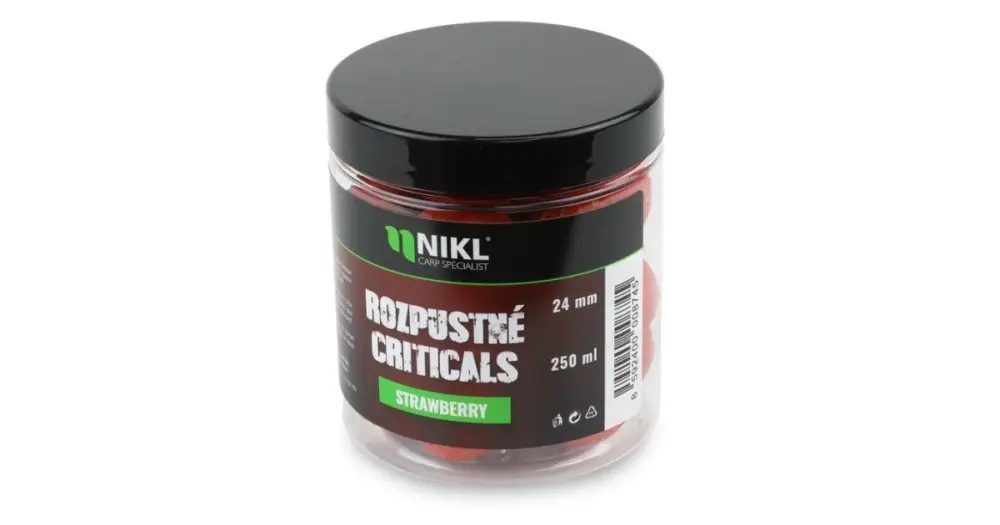 Víkendová Akce Nikl Rozpustné Criticals Boilie Strawberry 250 ml - 18 mm