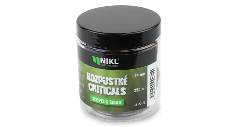 Autentický Nikl Rozpustné Criticals Boilie Scopex & Squid 250 ml - 14 mm