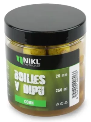 Akční Cena Nikl Boilies V Dipu Corn 250 ml - 20 mm