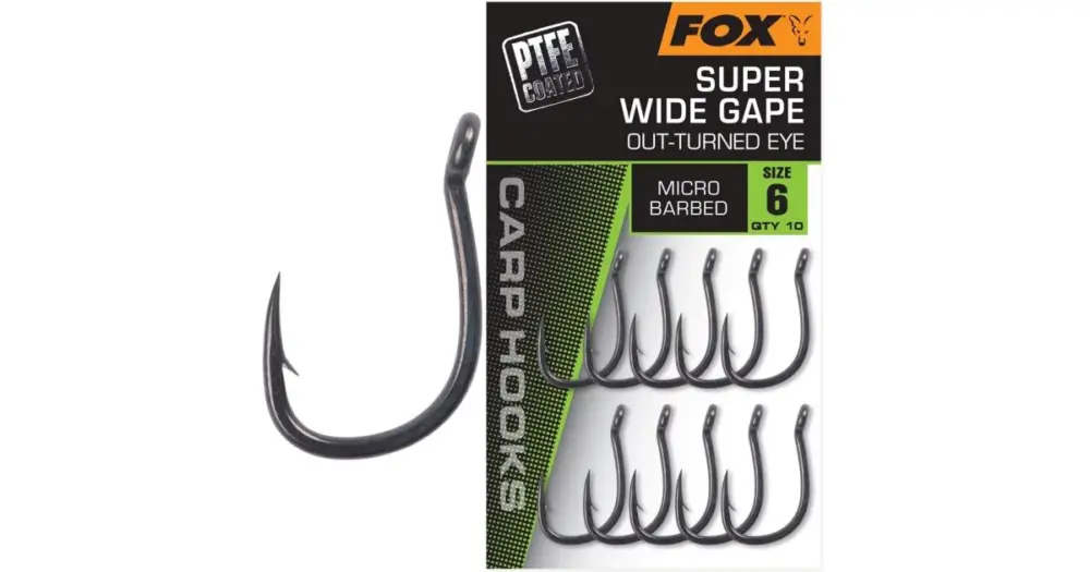 Ověřený Fox Háčky Super Wide Gape Out-Turned Eye 10 ks - Velikost 5