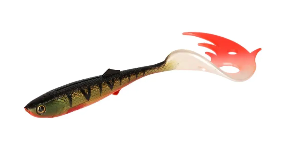 Nízká Cena Mikado Gumová Nástraha Sicario Pike Tail Bloody Perch Balení - 14 cm 13 g 2 ks