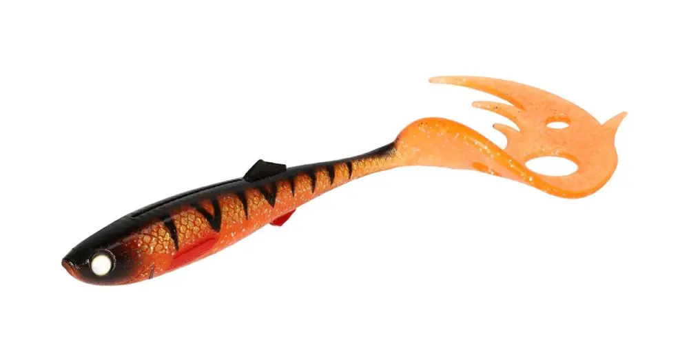 Mikado Gumová Nástraha Sicario Pike Tail Orange Perch Balení - 18 cm 29 g 2 ks Nízká Cena