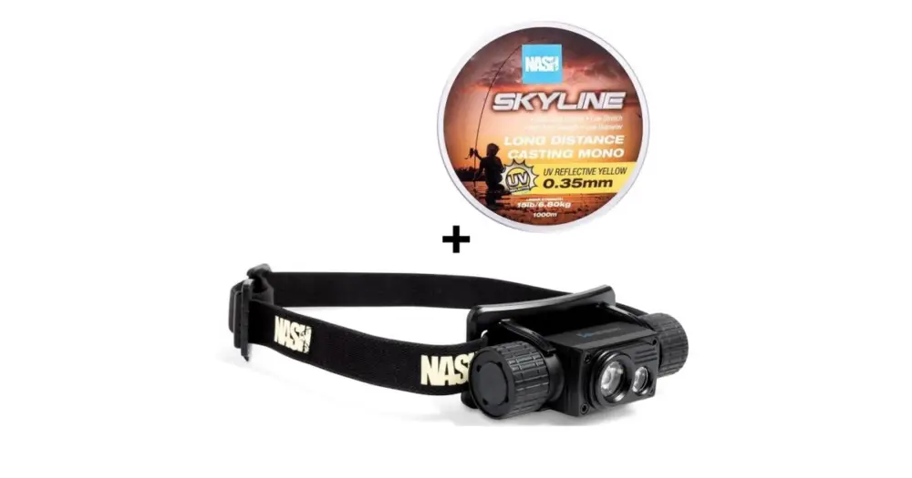 Nash Čelovka Powerbanx UV Headtorch + Vlasec Skyline Mono UV Yellow 1000 m 0,30 mm 5,44 kg Vrácení Zdarma