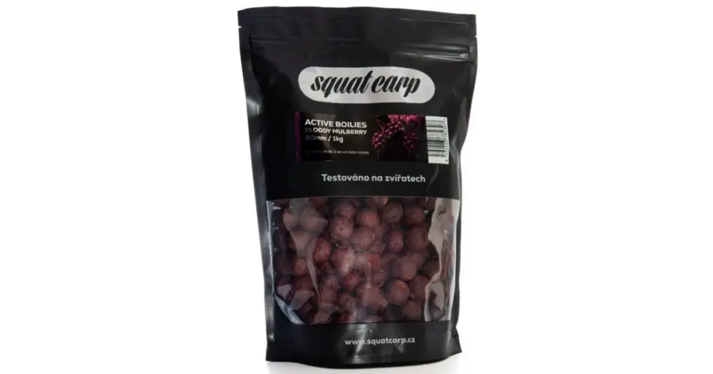 Nejprodávanější Squat Carp Active Boilies Bloody Mulberry - 1 kg 24 mm