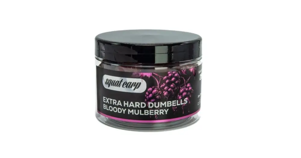 Rychlé Dodání Squat Carp Tvrzené Boilies Extra Hard Dumbells Bloody Mulberry 250 g 30x25 mm