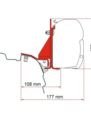 Adaptér pro markýzu F45S/F45L /F43VAN pro vozidla VW T5/T6/T6.1 s Multirail lištou Zlevněný